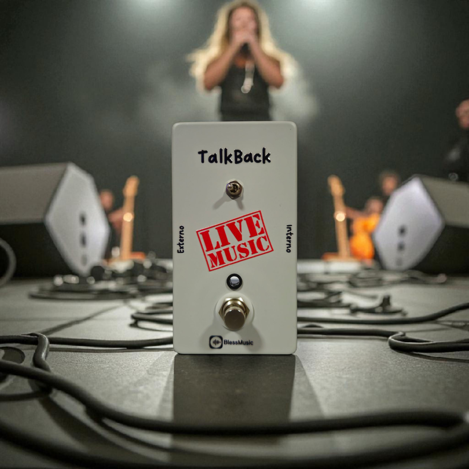 Pedal Talkback BlessMusic personalizable para músicos e iglesias en Chile