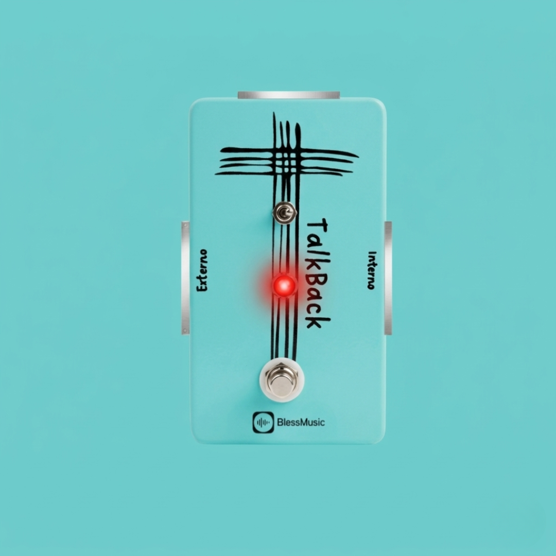 Pedal Talkback BlessMusic personalizable para músicos e iglesias en Chile