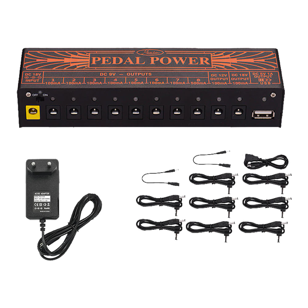 Fuente Poder para Pedales Rowin Power Suply 9V, 12V, 18V, USB