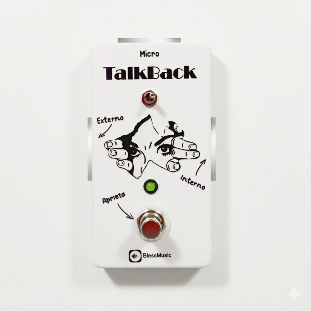 Pedal Talkback BlessMusic personalizable para músicos e iglesias en Chile