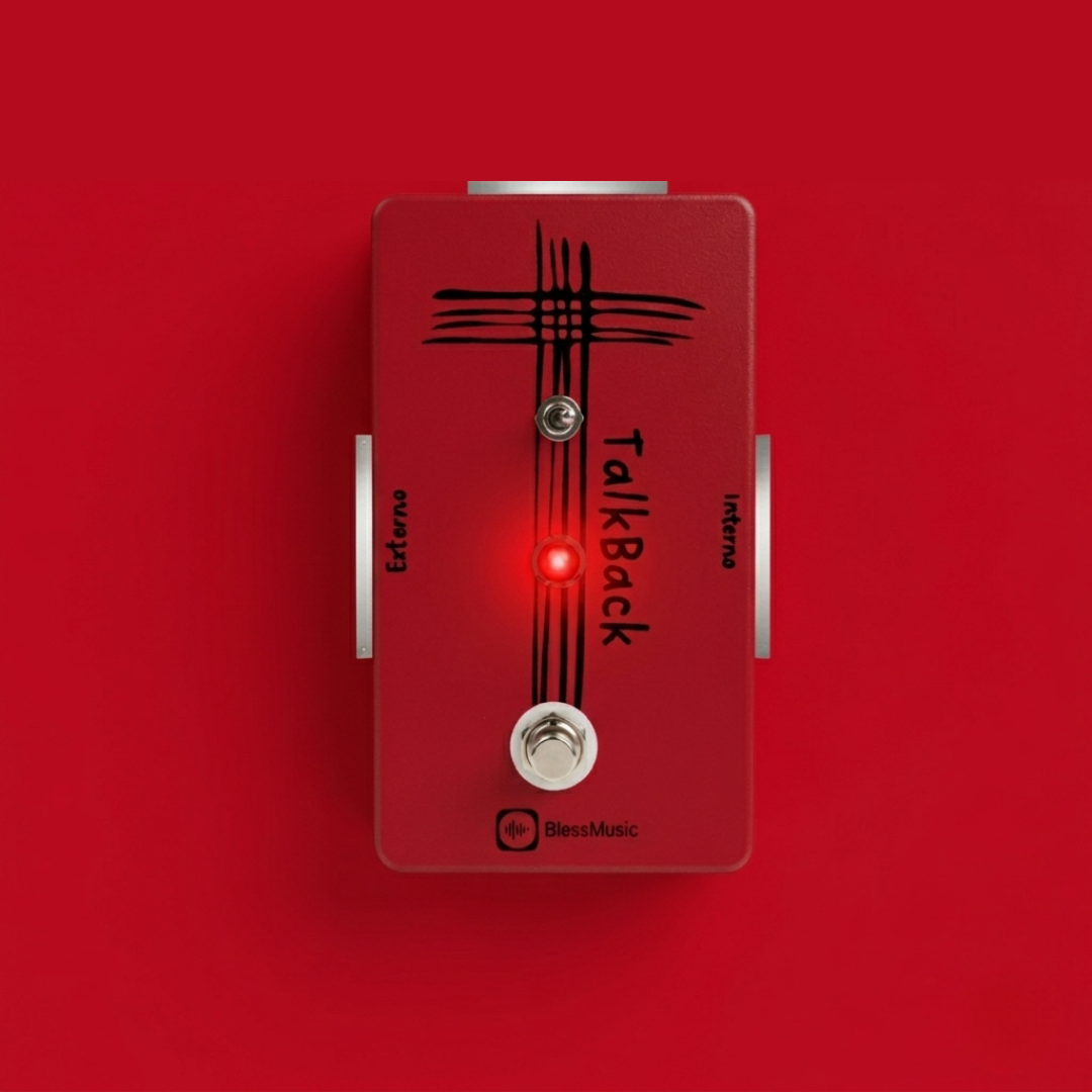 Pedal Talkback BlessMusic personalizable para músicos e iglesias en Chile