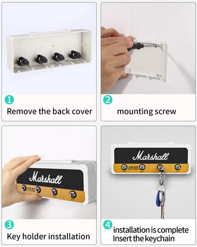 Portallaves Marshall JCM800 con 4 Llaveros Plug Guitarra - Regalo para músicos