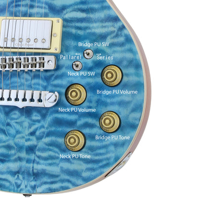 Guitarra Eléctrica Aria Pro II PE480 Les Paul Emerald Blue