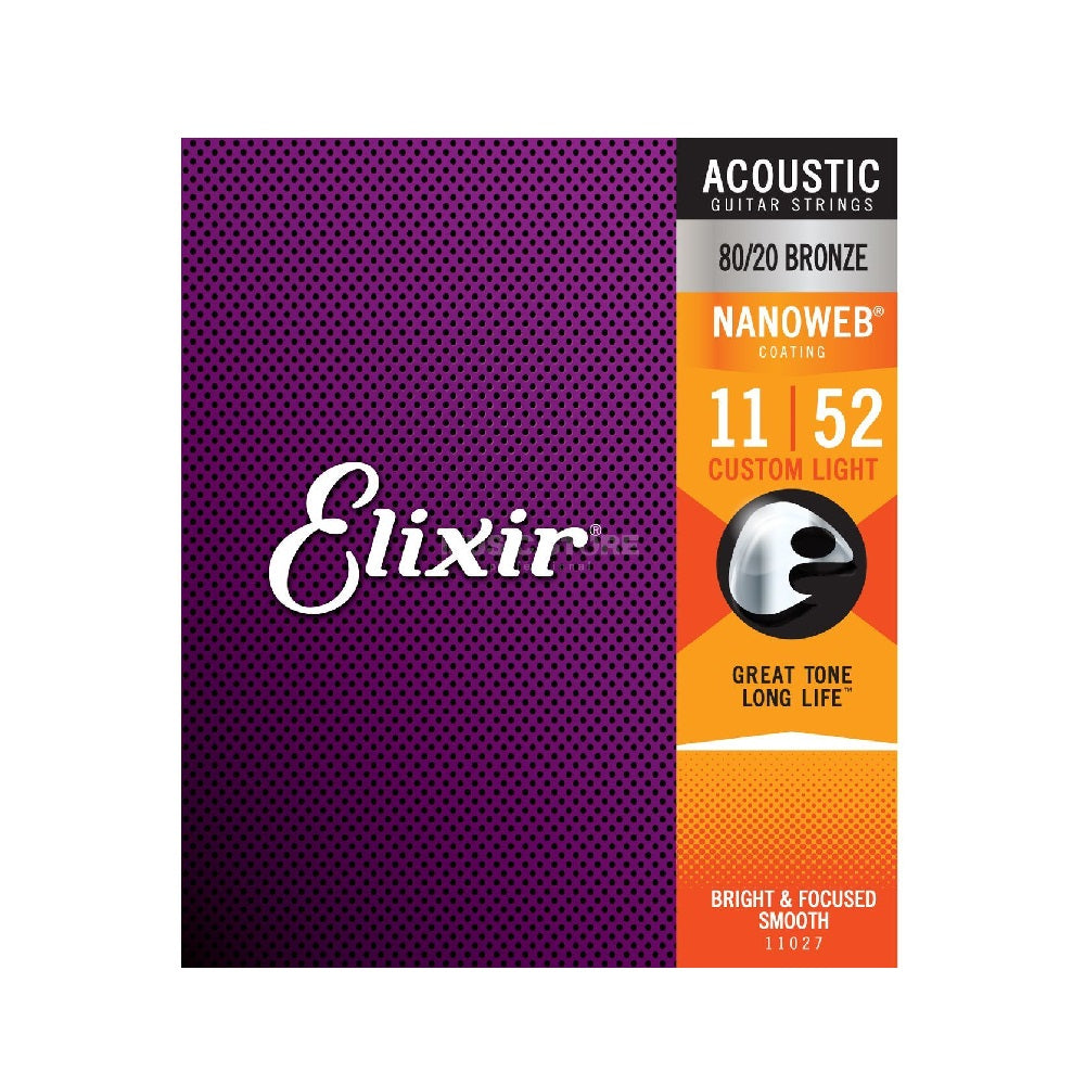 Cuerdas de Guitarra Acústica Elixir 11-52 Bronze Nanoweb