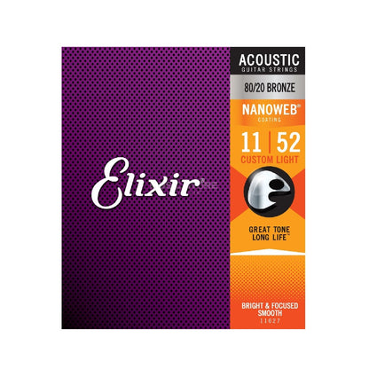 Cuerdas de Guitarra Acústica Elixir 11-52 Bronze Nanoweb
