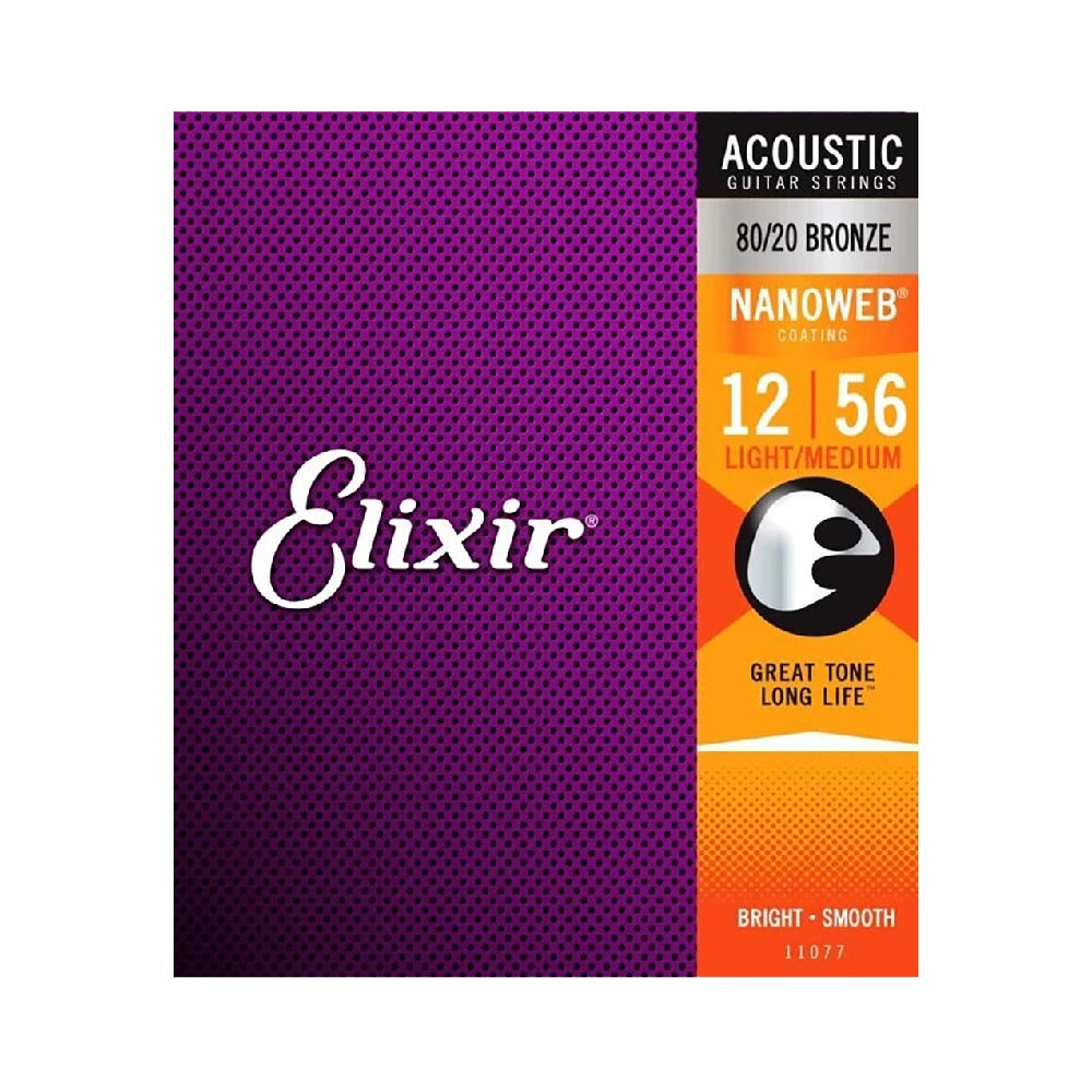 Cuerdas de Guitarra Acústica Elixir 12-56 Bronze Nanoweb