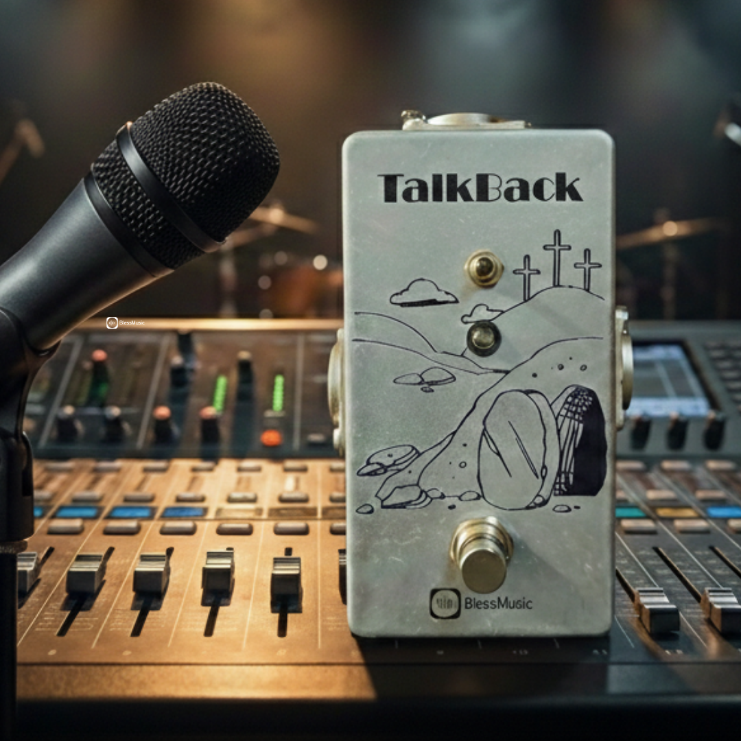 Pedal Talkback BlessMusic personalizable para músicos e iglesias en Chile